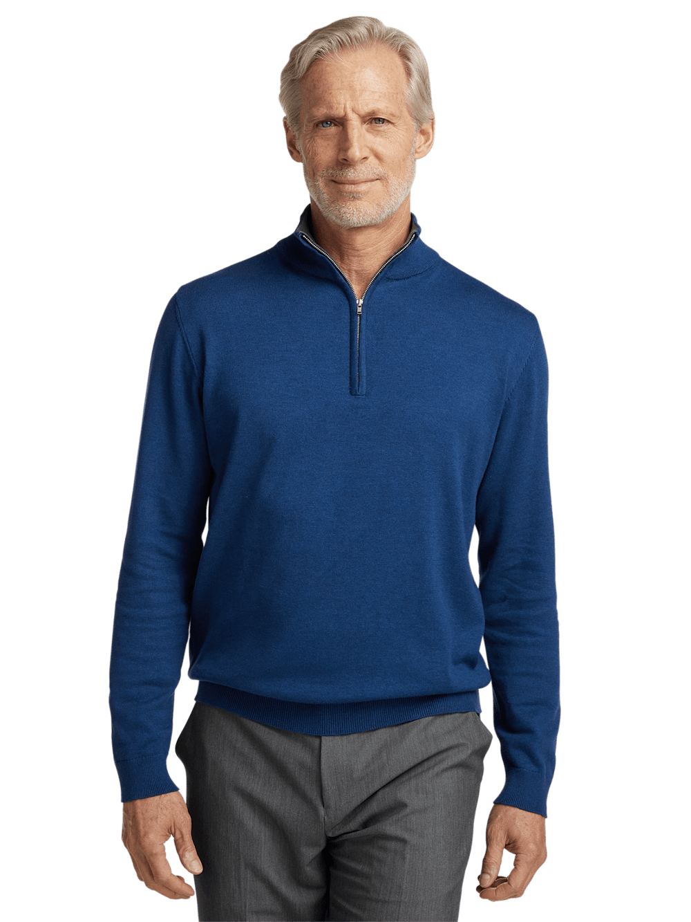 Alternate Image of Supima Cotton Quarter Zip Mock Neck Sweater-1