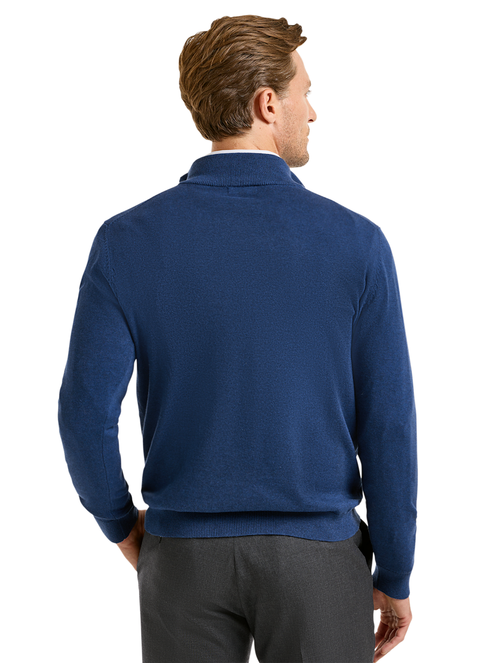 Alternate Shot of Men's Dark Blue Solid Knitwear  - 3