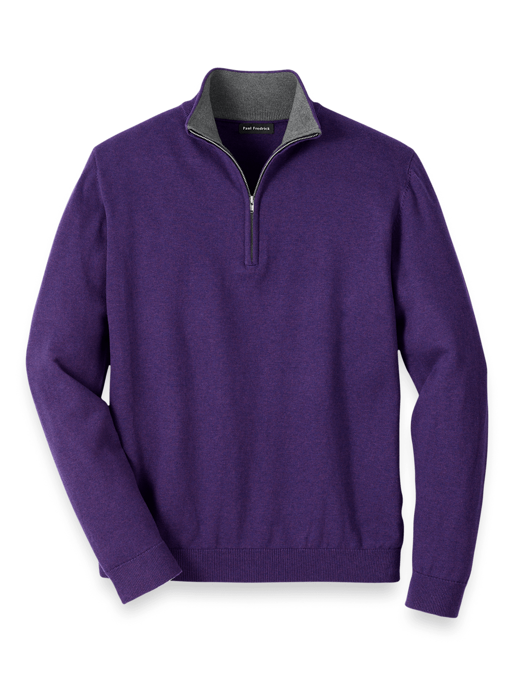 Product Image of Supima Cotton Quarter Zip Mock Neck Sweater-Plum