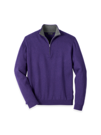 Supima Cotton Quarter Zip Mock Neck Sweater - Plum