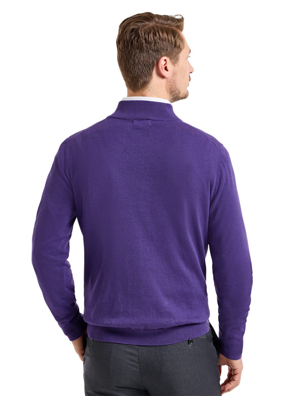 Alternate Shot of Men's Plum Solid Knitwear  - 3