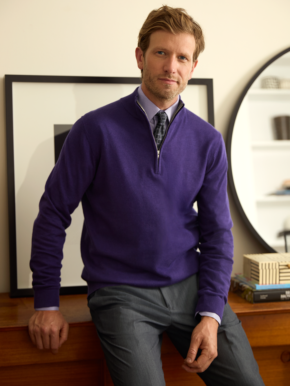 Alternate Image of Supima Cotton Quarter Zip Mock Neck Sweater-6