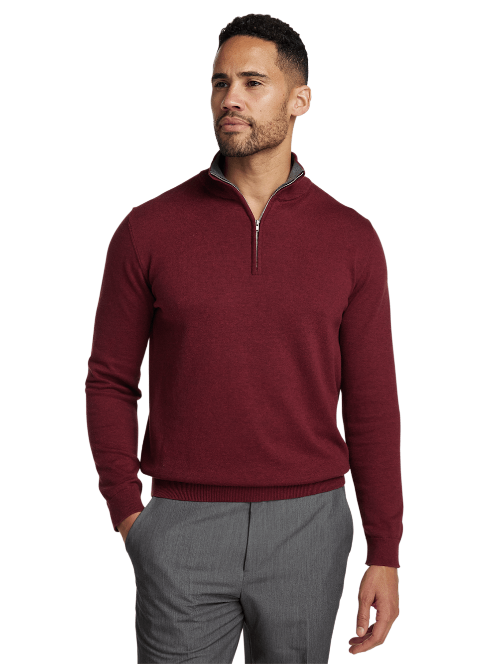 Alternate Image of Supima Cotton Quarter Zip Mock Neck Sweater-1