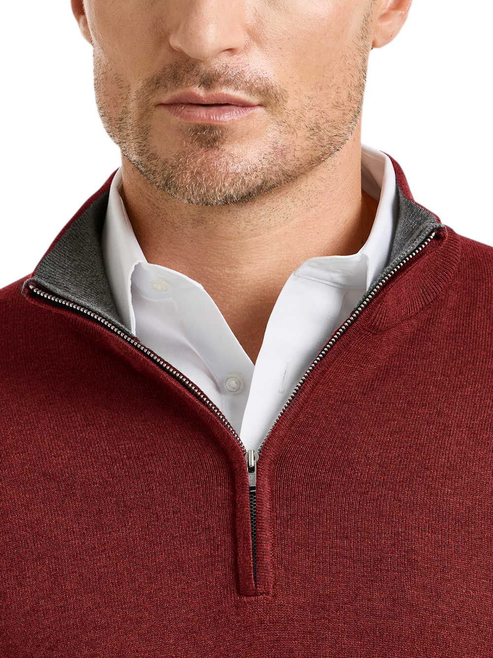 Alternate Shot of Men's Burgundy Solid Knitwear  - 2