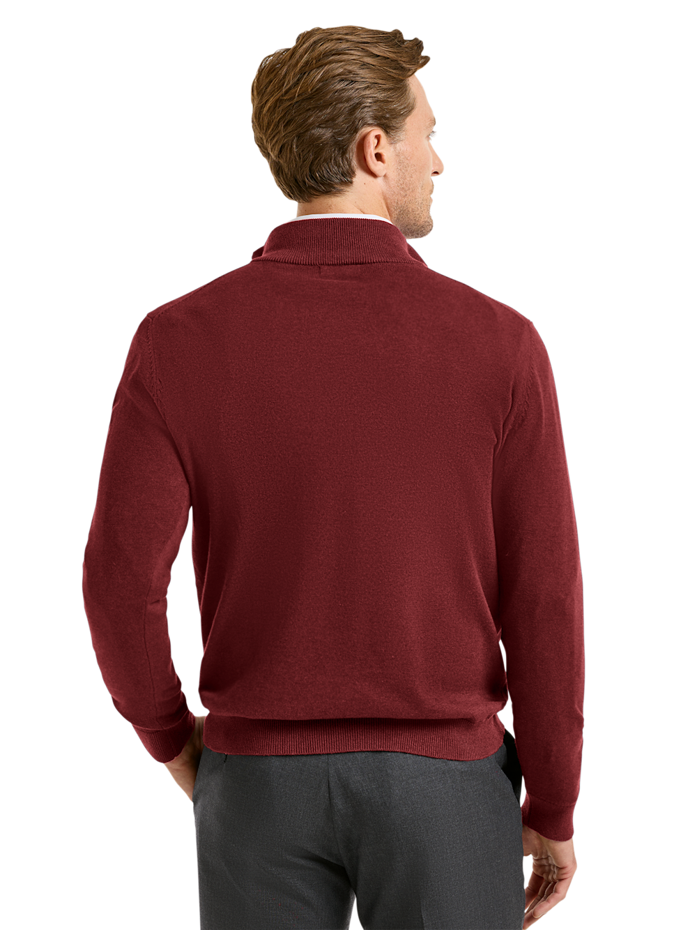 Alternate Shot of Men's Burgundy Solid Knitwear  - 3