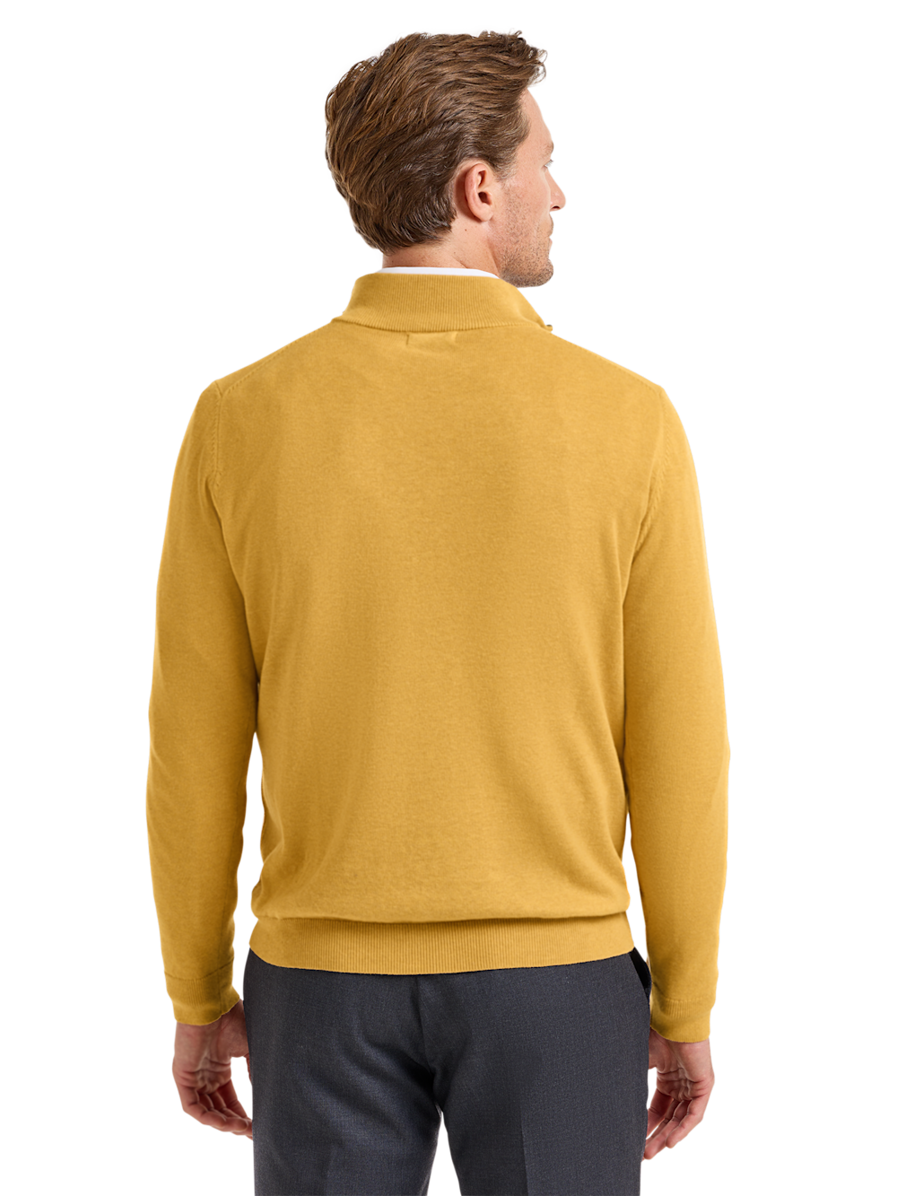 Alternate Shot of Men's Mustard Solid Knitwear  - 3