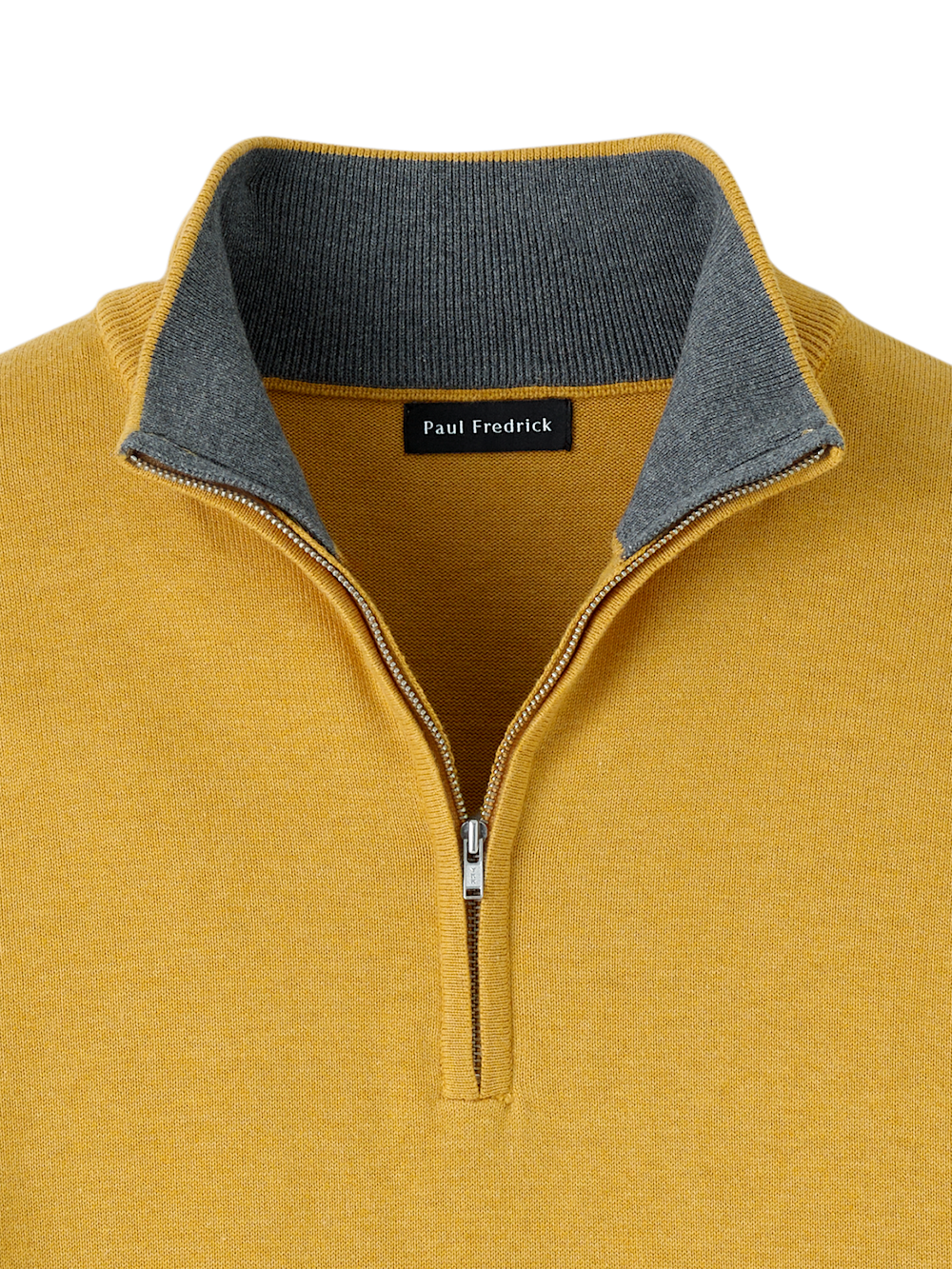 Supima Cotton Quarter Zip Mock Neck Sweater - Mustard – Paul Fredrick Supima Cotton Quarter Zip Mock Neck Sweater - Mustard – Paul Fredrick