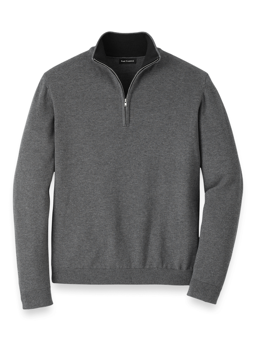 Product Image of Supima Cotton Quarter Zip Mock Neck Sweater-Medium Grey