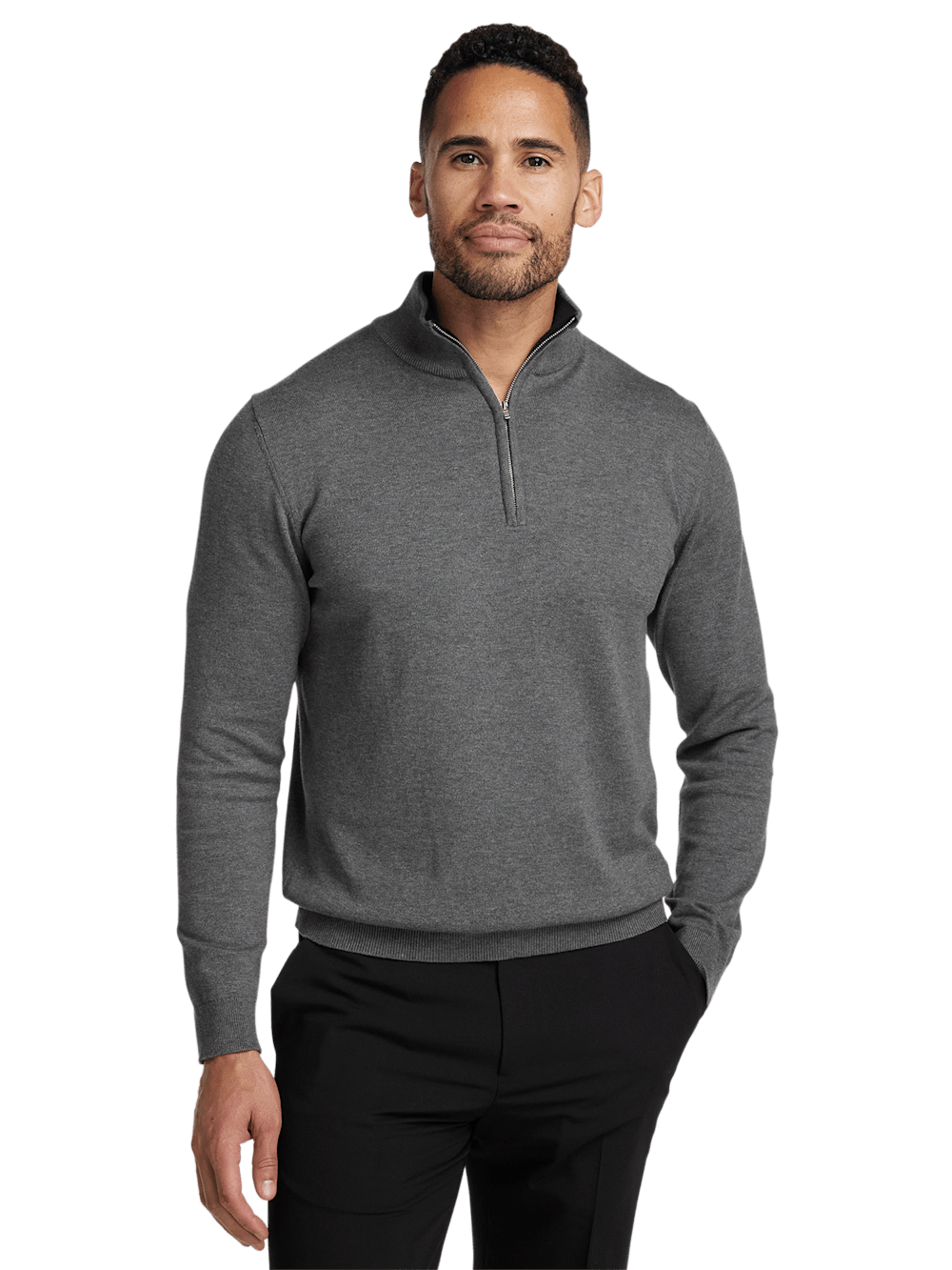 Alternate Image of Supima Cotton Quarter Zip Mock Neck Sweater-1