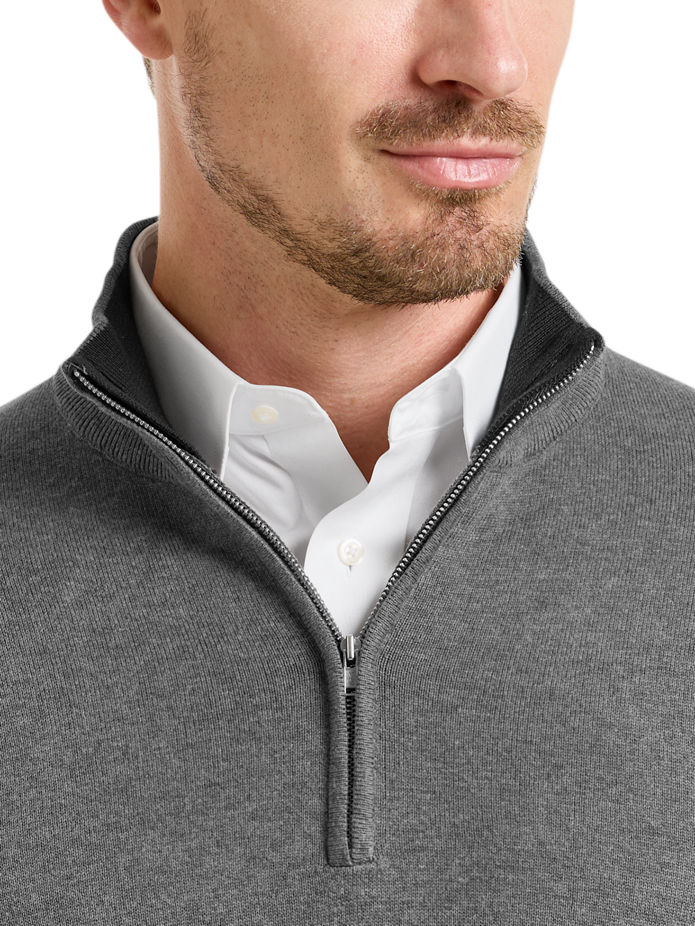Alternate Shot of Men's Medium Grey Solid Knitwear  - 2