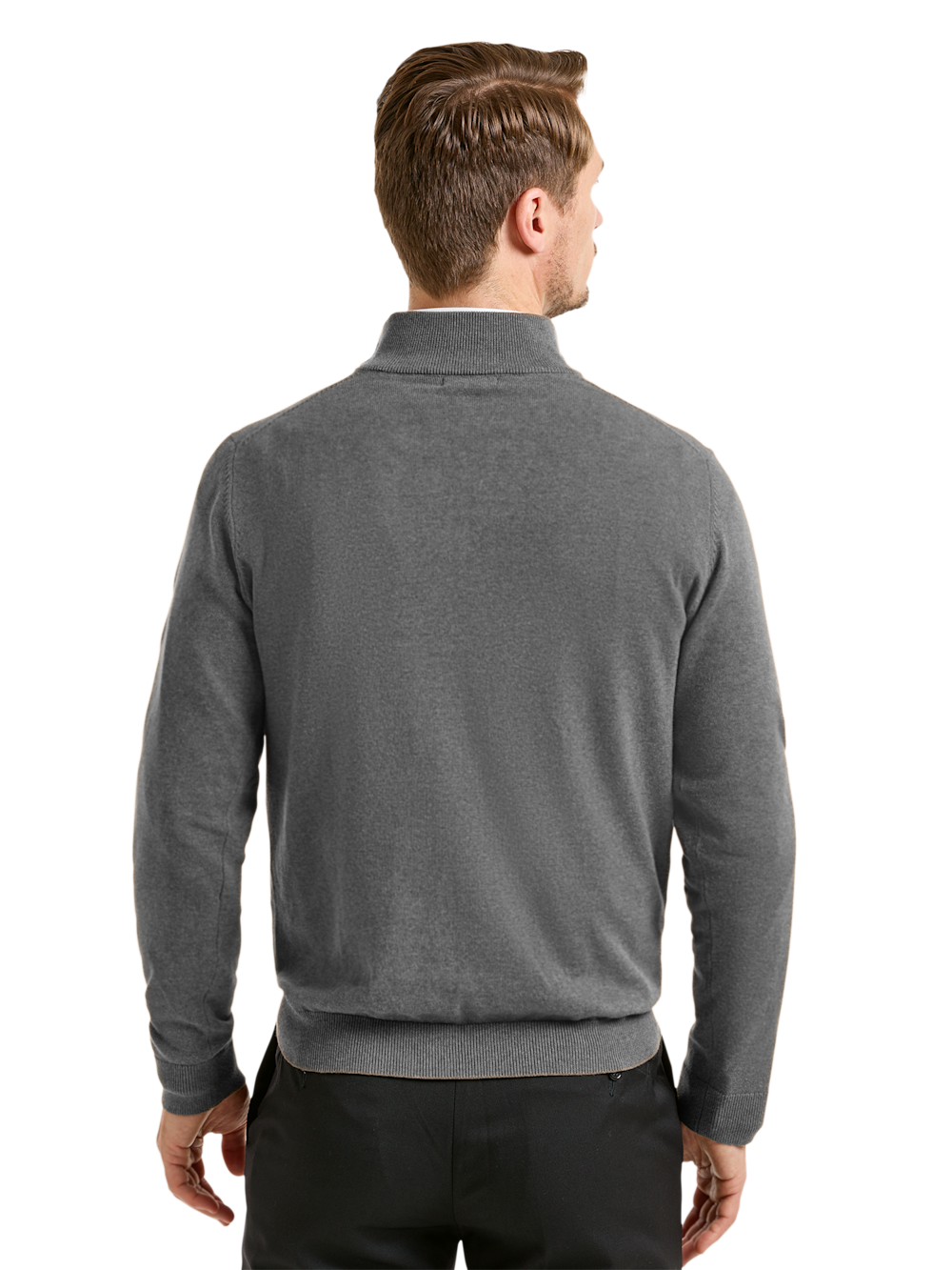 Alternate Shot of Men's Medium Grey Solid Knitwear  - 3