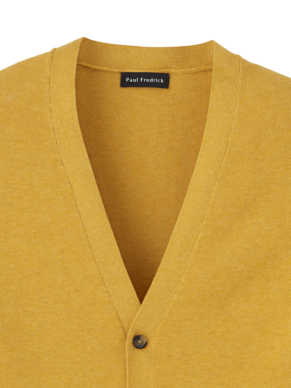 Paul Fredrick Supima Cotton Button Front Cardigan Mustard x Large Tall