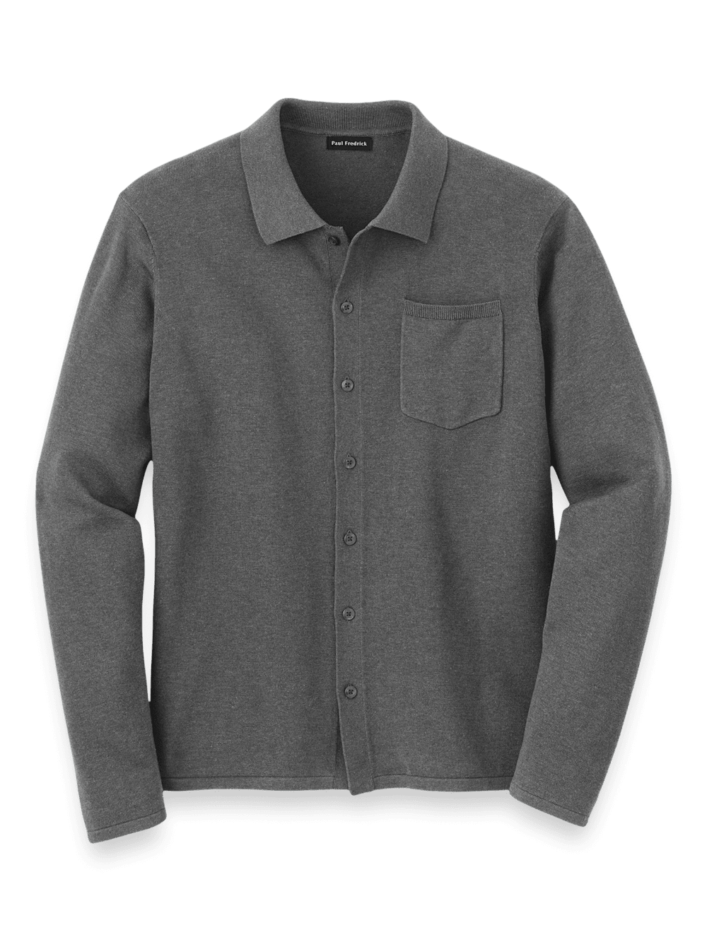 Product Image of Supima Cotton Button Front Polo-Medium Grey
