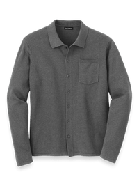 Supima Cotton Button Front Polo - Medium Grey