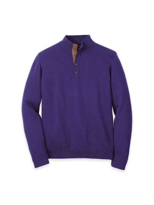 Supima Cotton Four Button Mock Neck Sweater - Mustard – Paul Fredrick