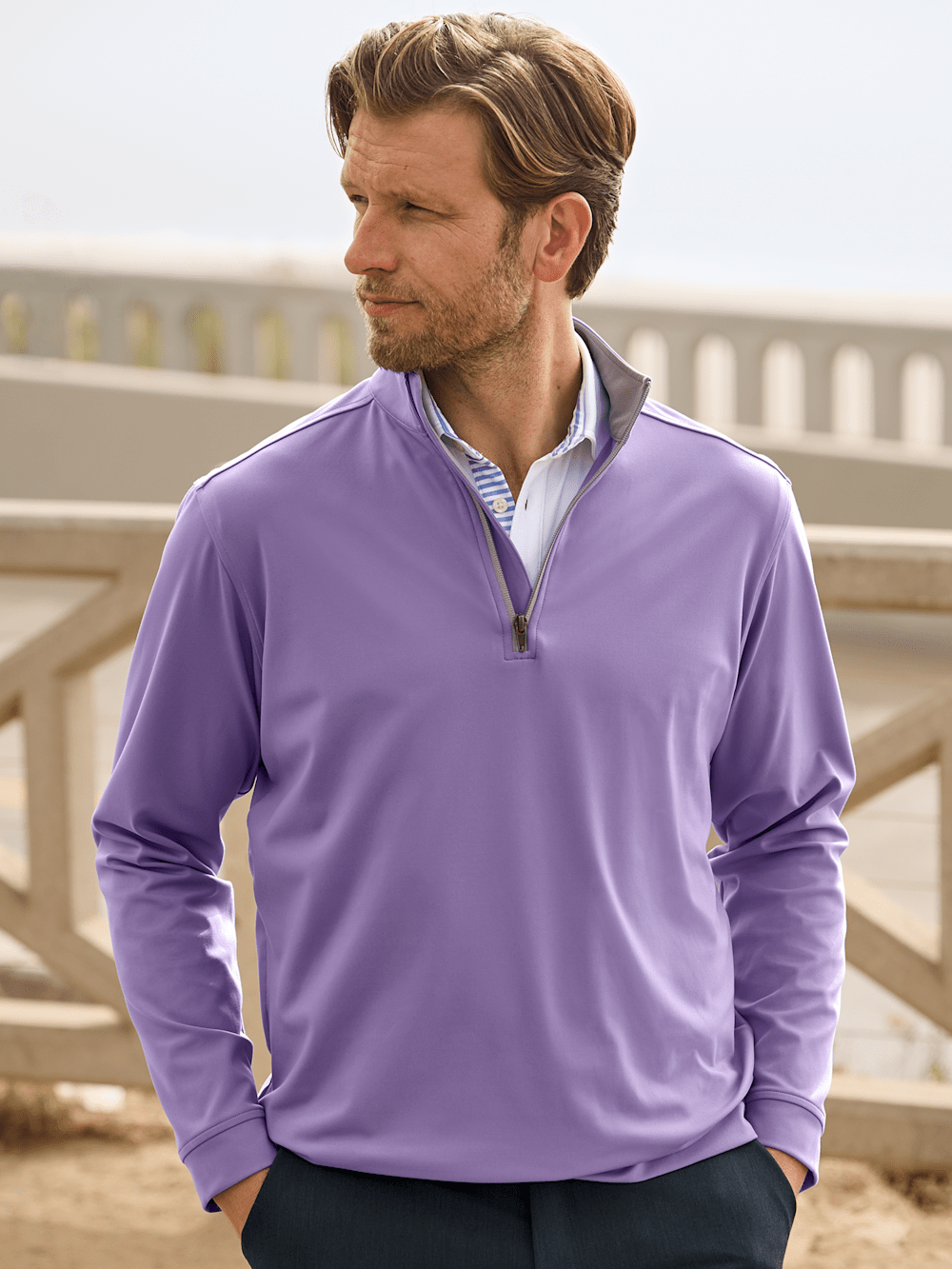 Performance Blend Quarter Zip Mock Neck - Purple - Small Performance Blend Quarter Zip Mock Neck - Purple - Small
