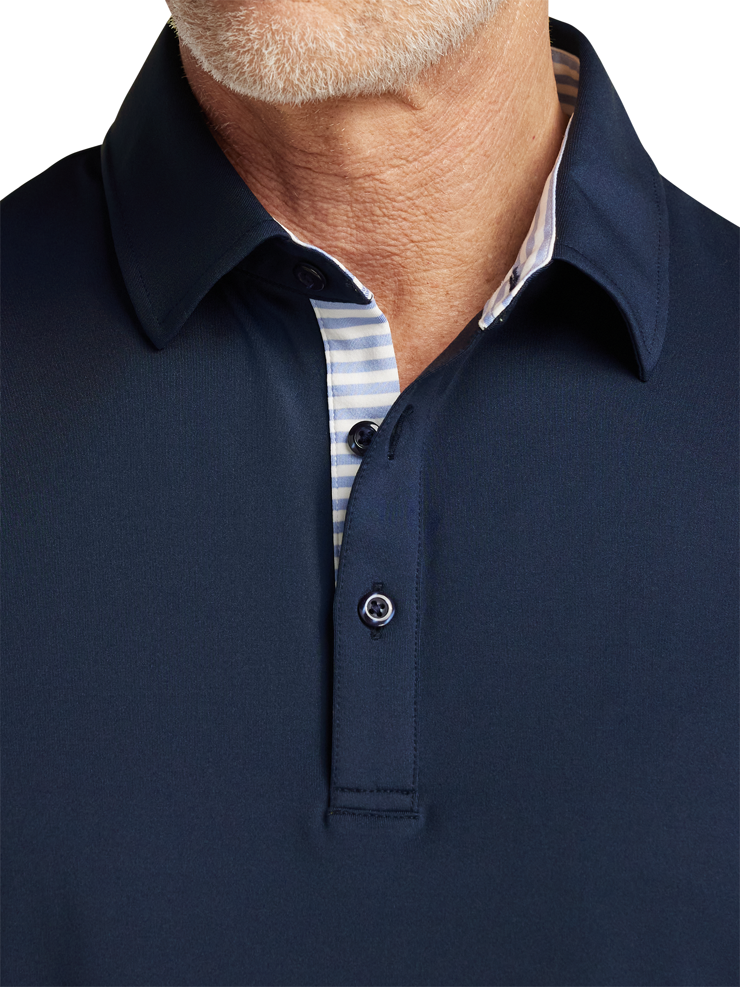 Performance Blend Three Button Polo - Navy