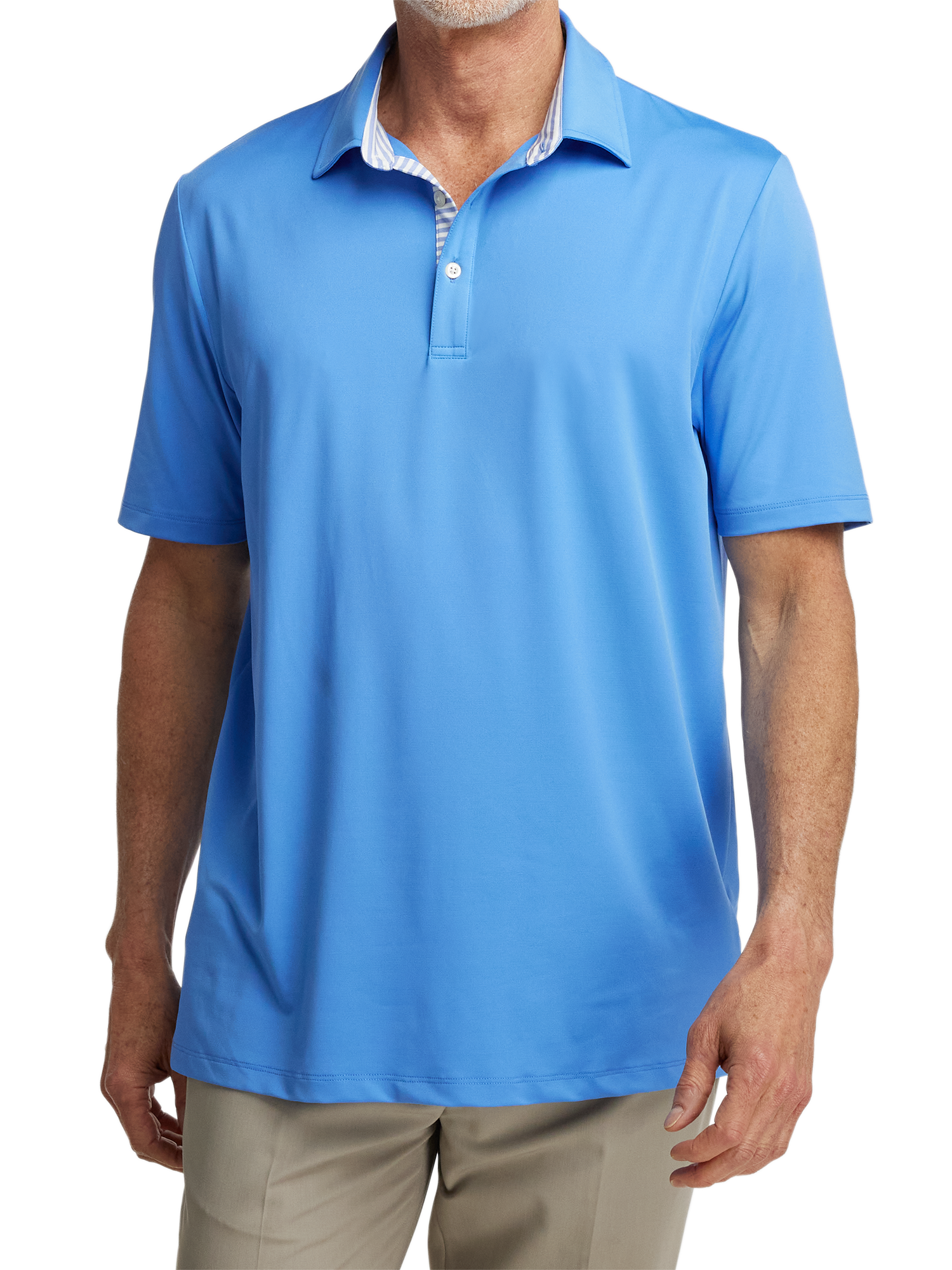 Performance Blend Three Button Polo - Blue