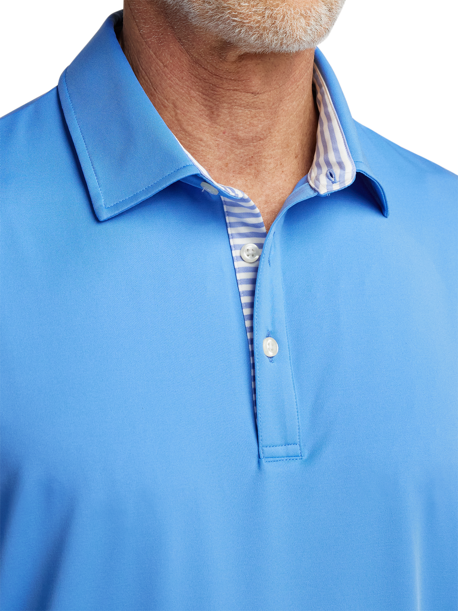 Performance Blend Three Button Polo - Blue
