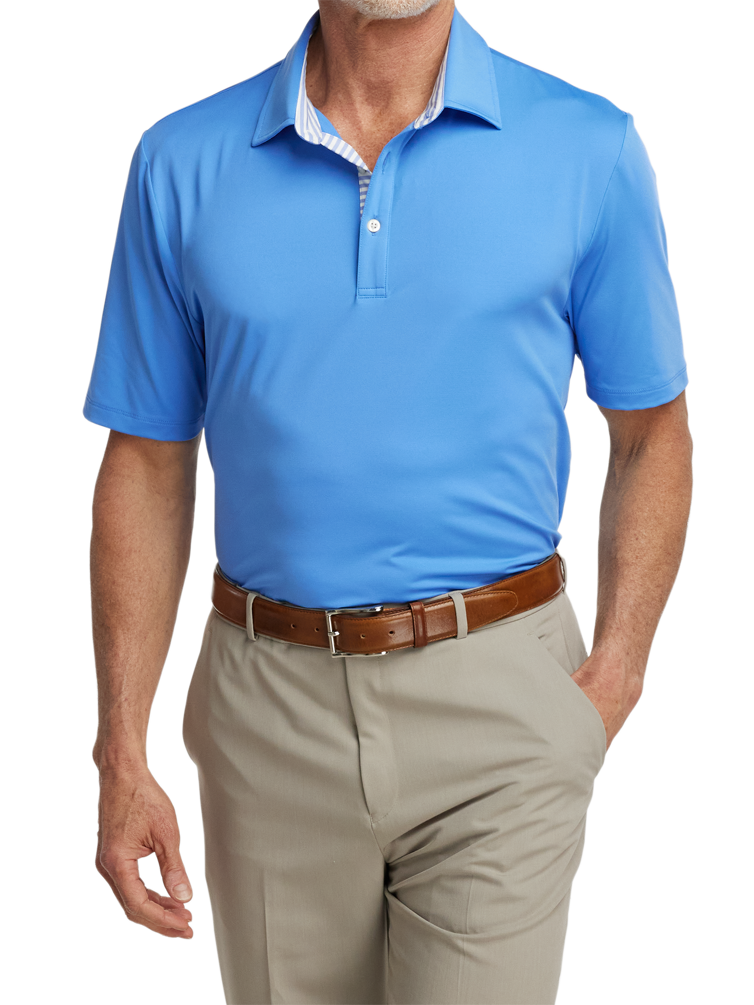 Performance Blend Three Button Polo - Blue
