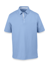 Performance Blend Three Button Polo - Light Blue