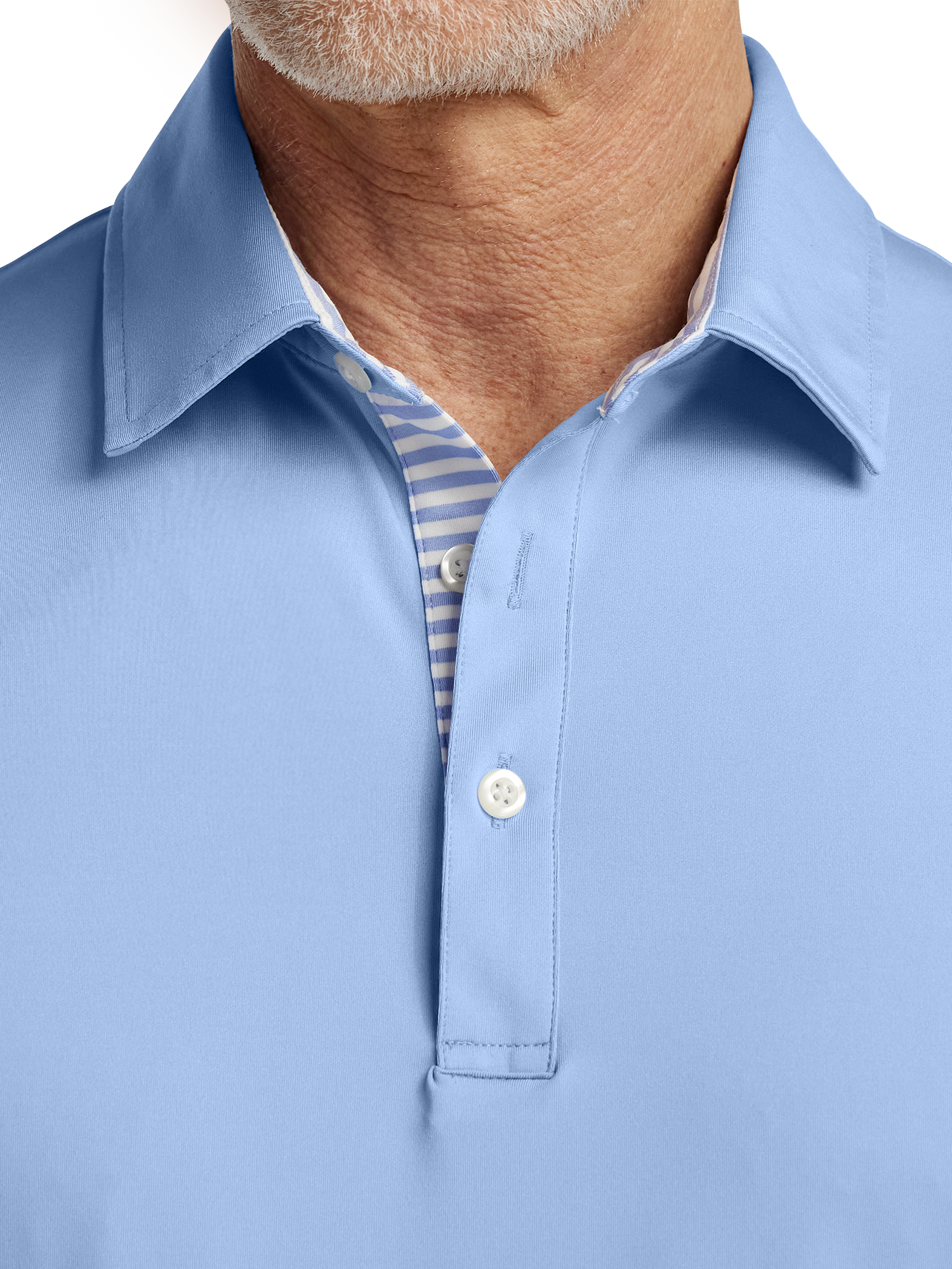 Performance Blend Three Button Polo - Light Blue