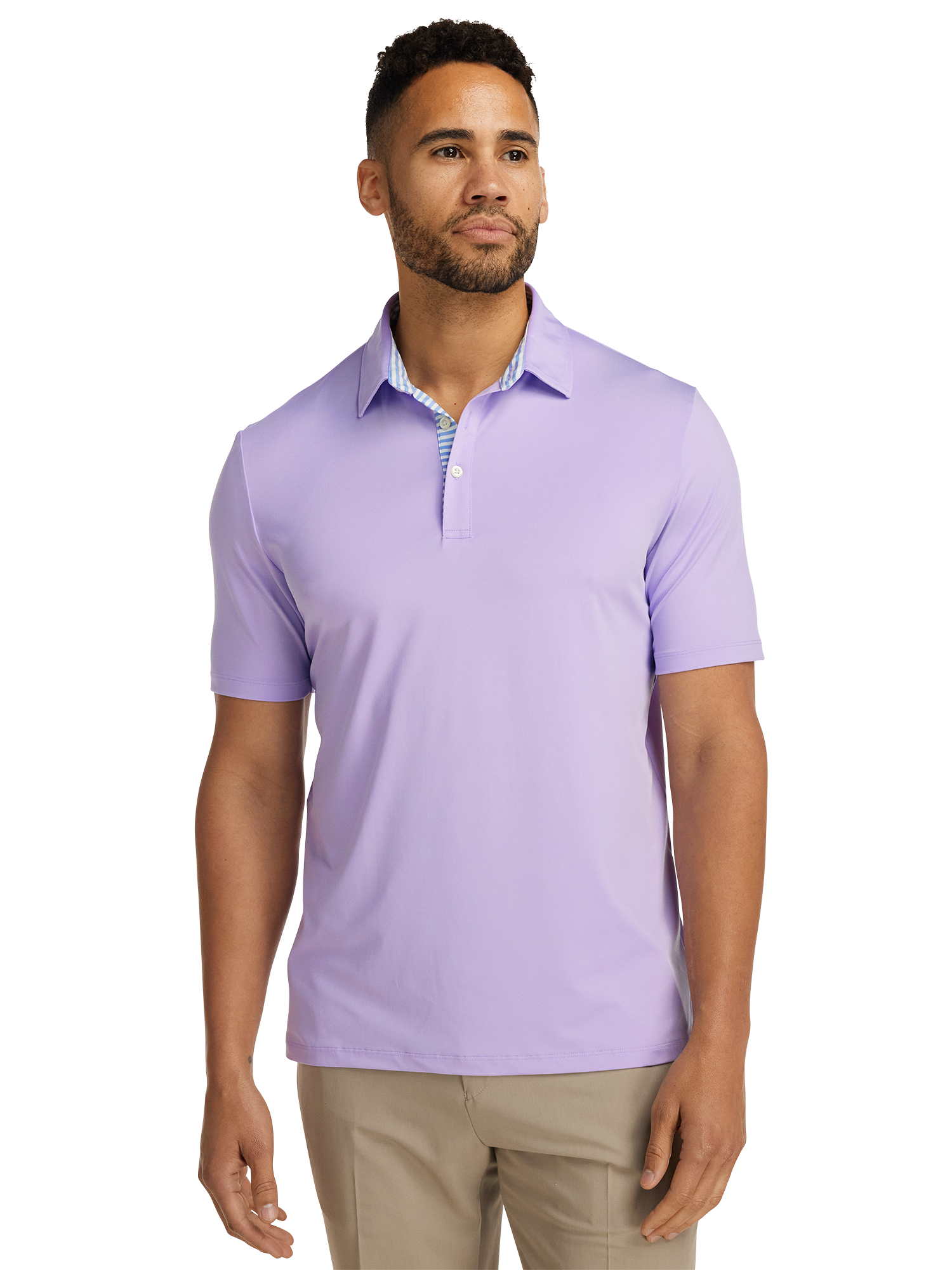 Performance Blend Three Button Polo - Light Purple