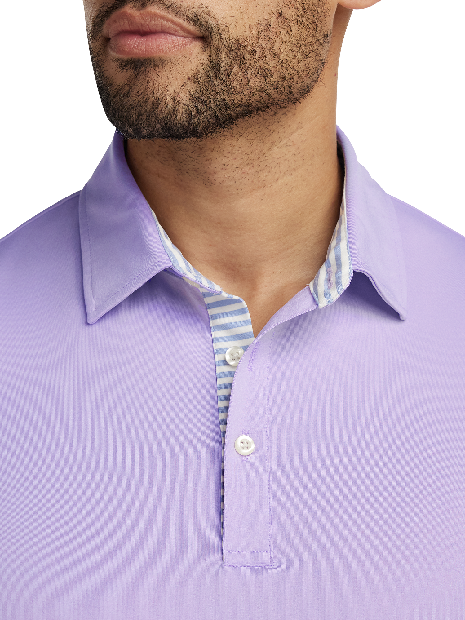 Performance Blend Three Button Polo - Light Purple
