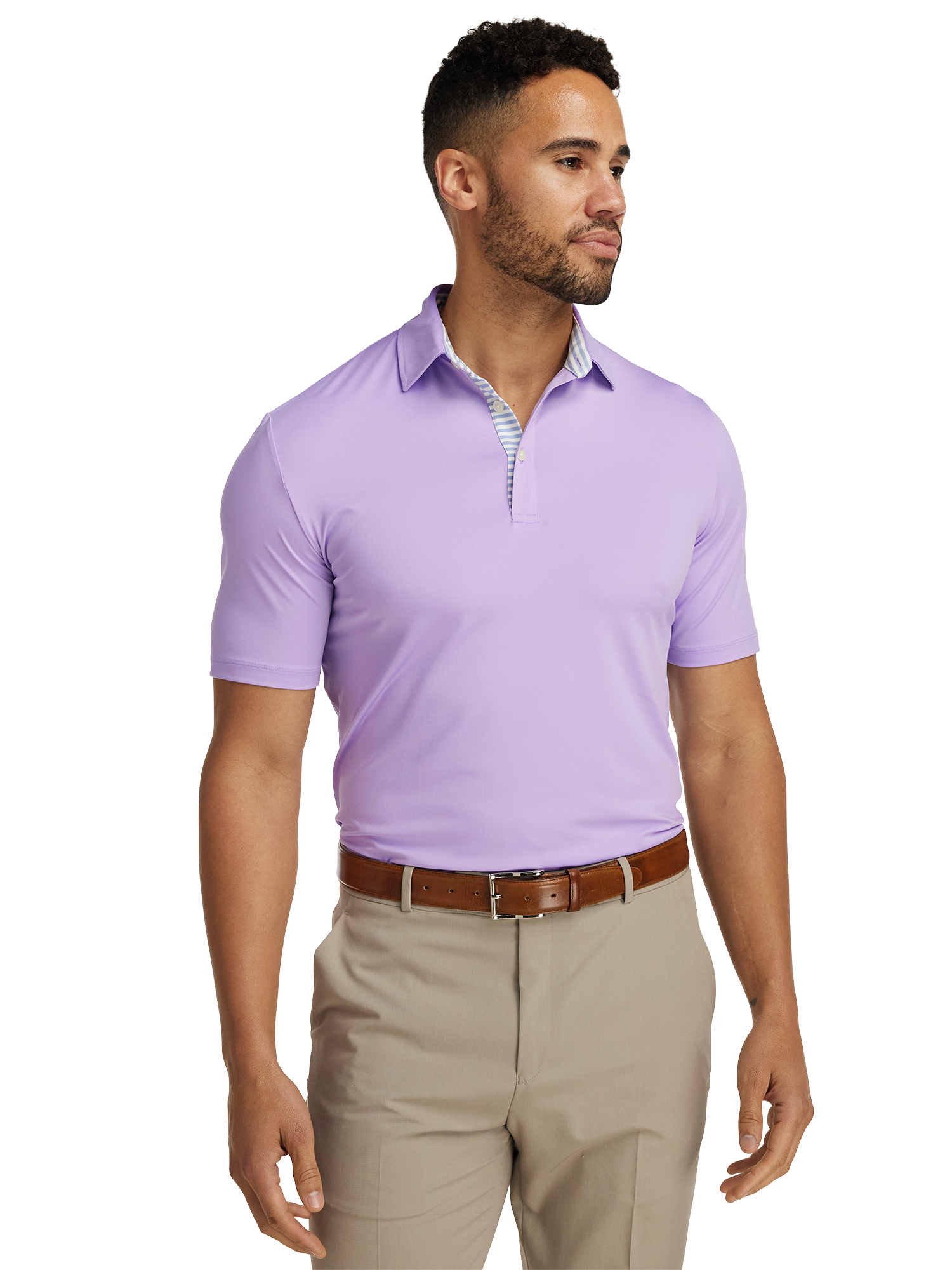 Performance Blend Three Button Polo - Light Purple