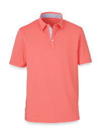 Performance Blend Three Button Polo - Bright Coral