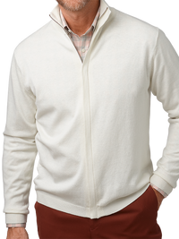 Silk, Cotton & Cashmere Full Zip Sweater - Cream