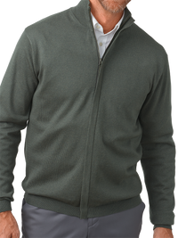 Silk, Cotton & Cashmere Full Zip Sweater - Grey