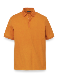 Textured Three Button Polo - Orange