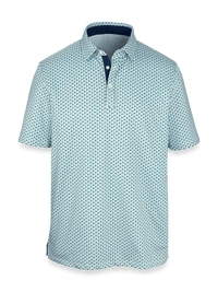 Performance Blend Three Button Polo - Navy/green