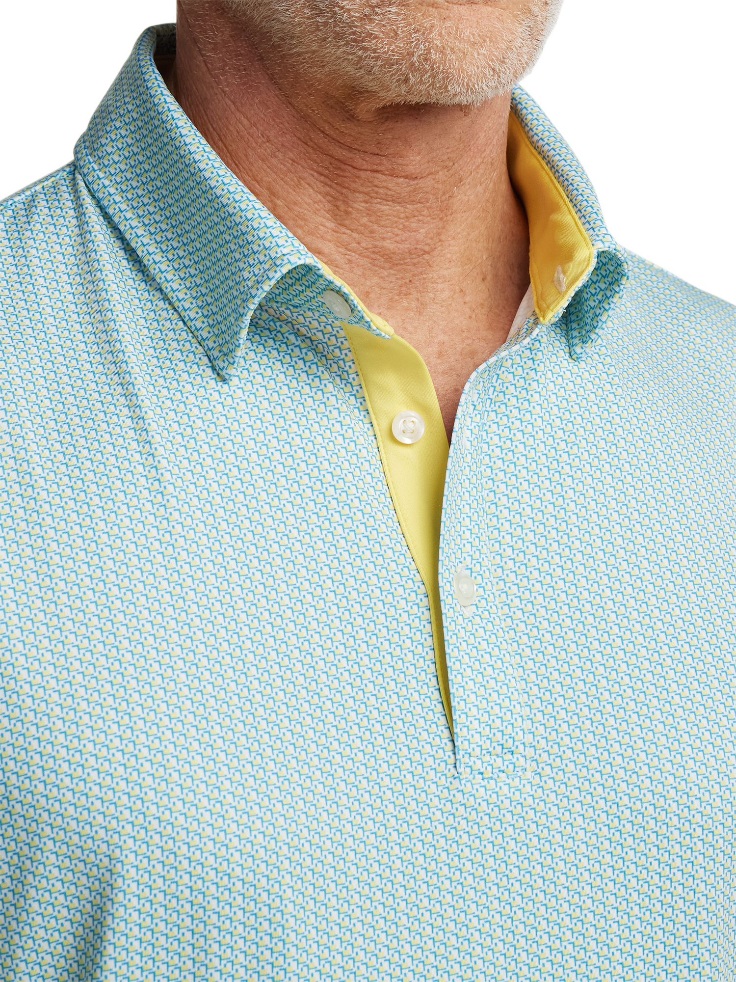 Performance Blend Three Button Polo - Yellow Multi