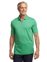 Lyocell Blend Quarter Zip Polo - Green