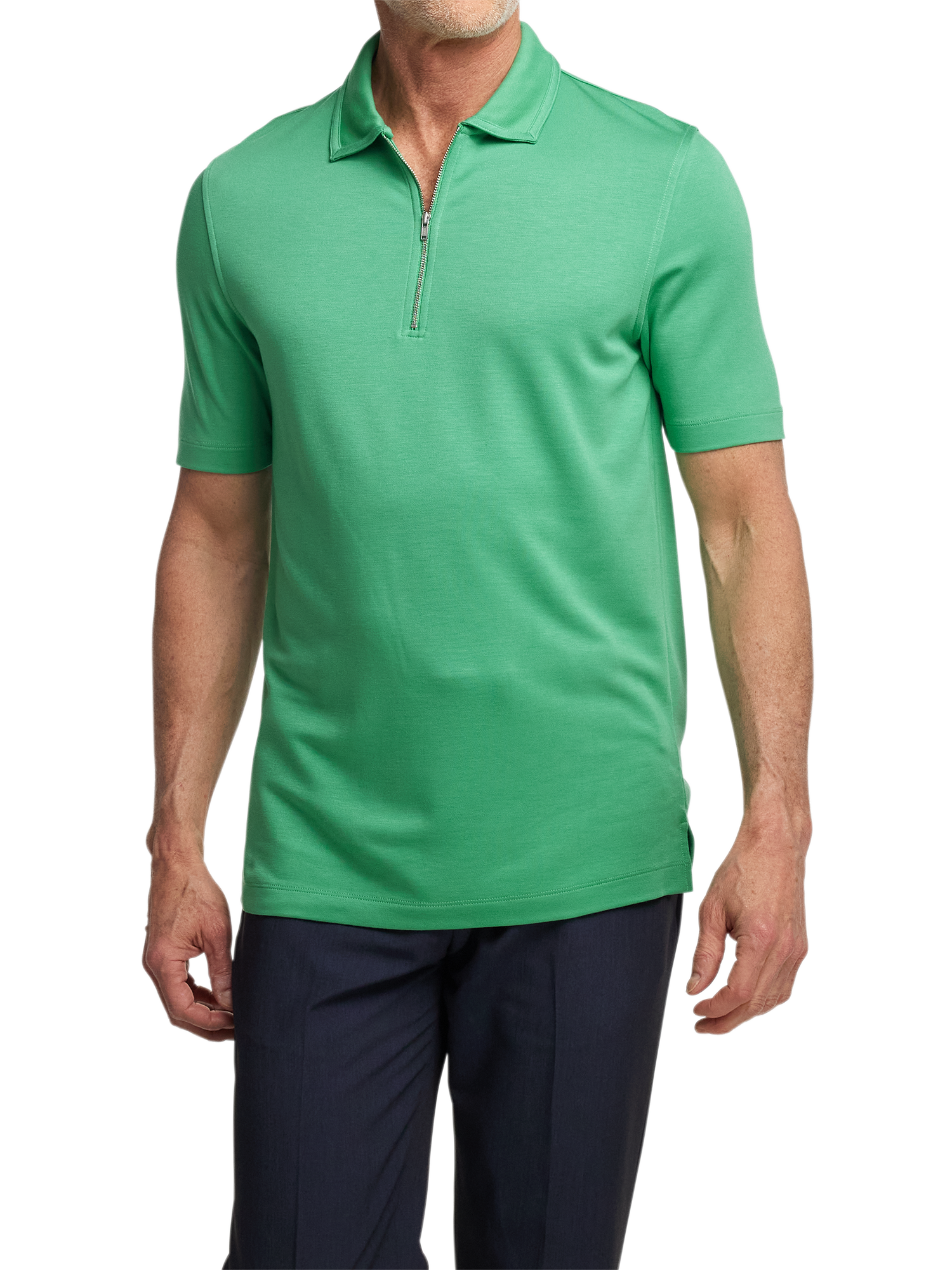 Lyocell Blend Quarter Zip Polo - Green