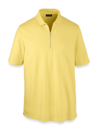Lyocell Blend Quarter Zip Polo - Yellow