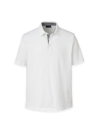 Mercerized Cotton Three Button Polo - White