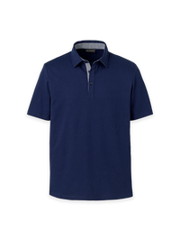 Mercerized Cotton Three Button Polo - Navy