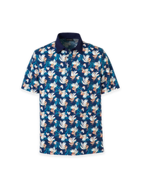 Cotton Three Button Polo - Blue