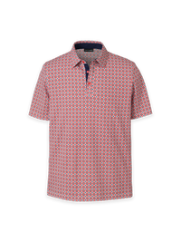 Cotton Three Button Polo - Red Multi