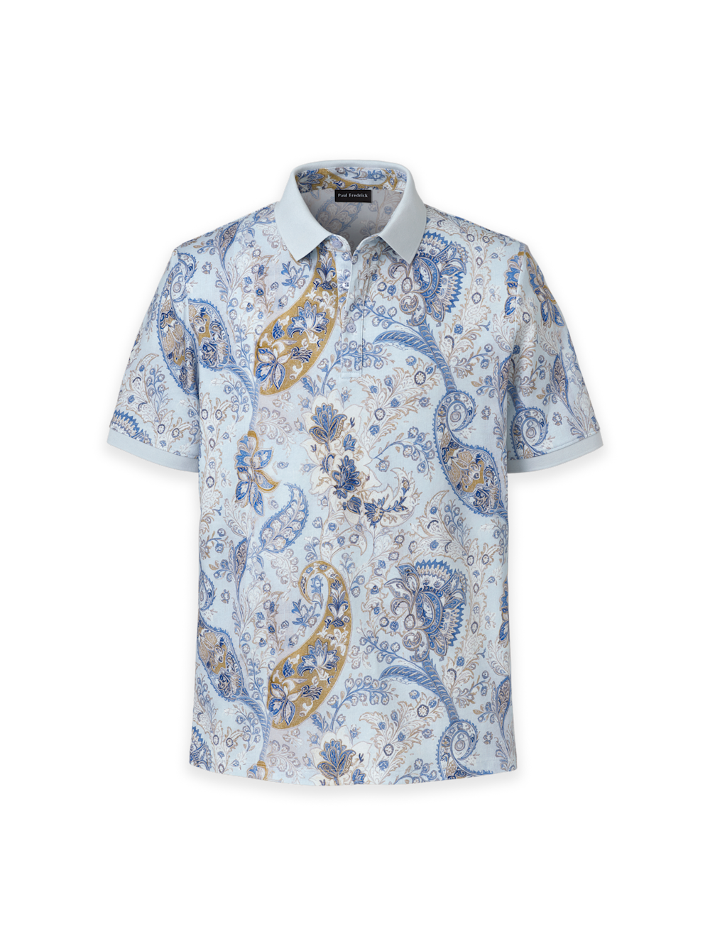 Product Image of Cotton Three Button Polo-Light Blue