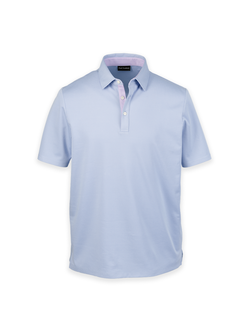 Product Image of Cotton Blend Three Button Polo-Blue