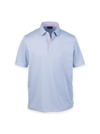 Cotton Blend Three Button Polo - Blue