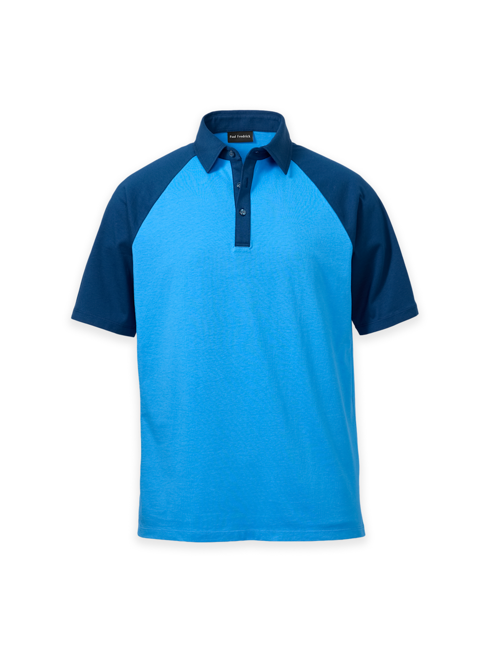 Product Image of Mercerized Cotton Three Button Polo-Blue