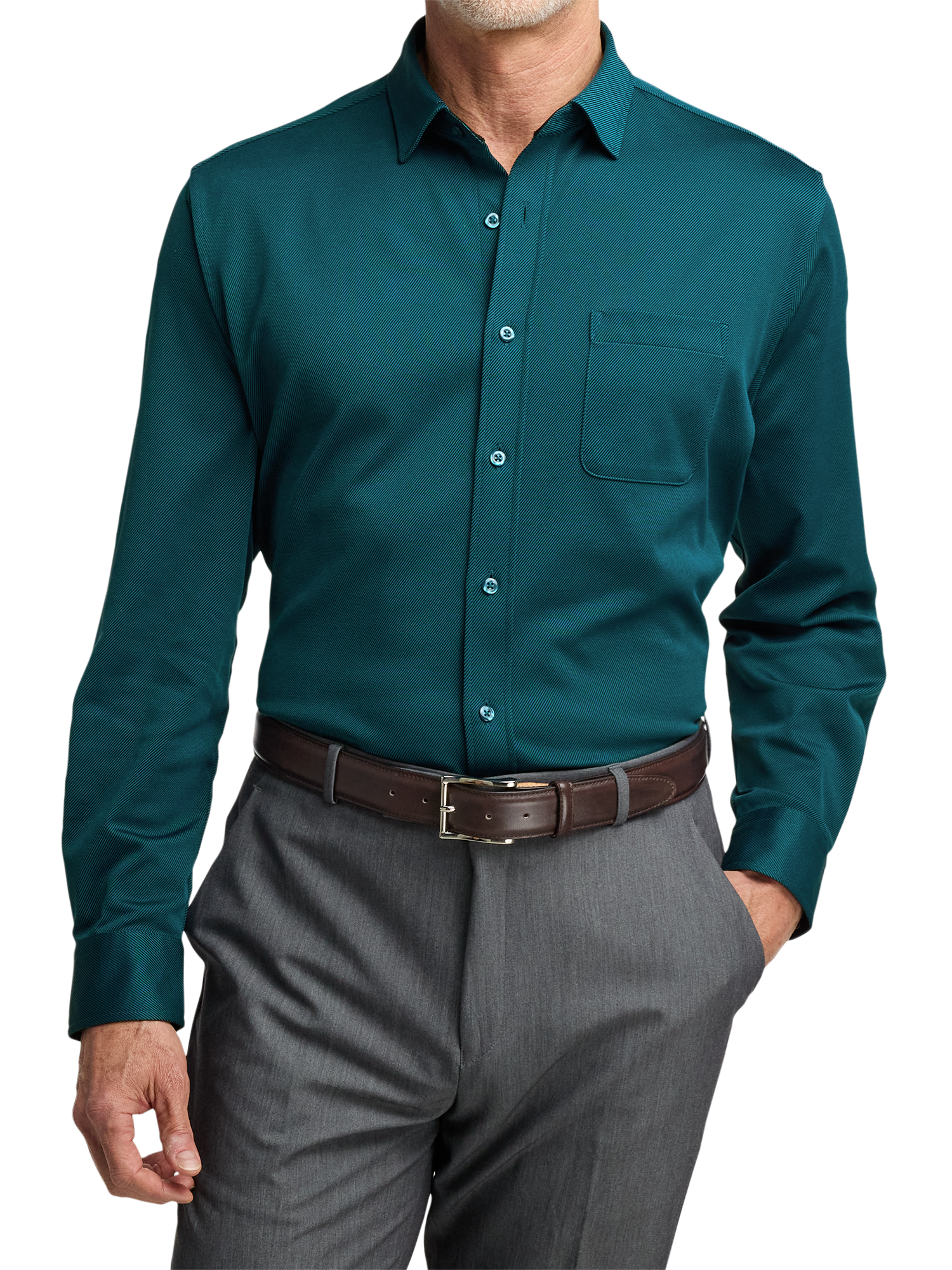 Cotton Blend Button Front Polo - Teal