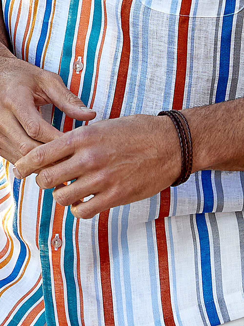 Alternate Image of Braided Leather Bracelet-1