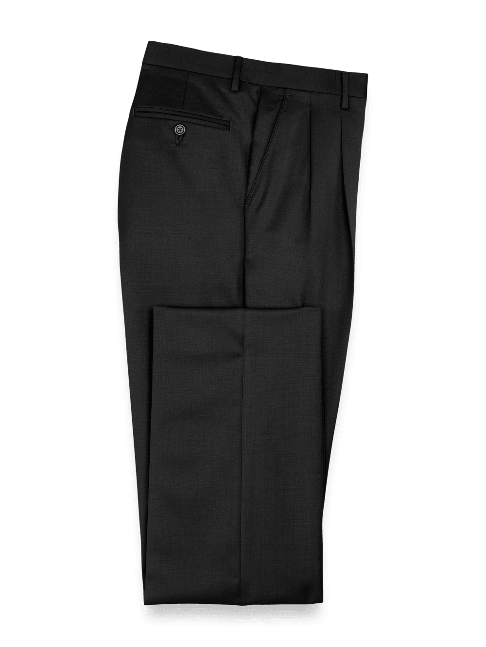Product Image of Wool Gabardine Pants-Black#model_pleated front