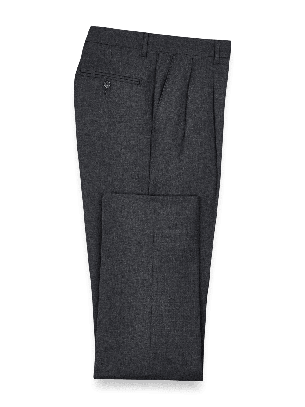 Product Image of Wool Gabardine Pants-Charcoal#model_pleated front
